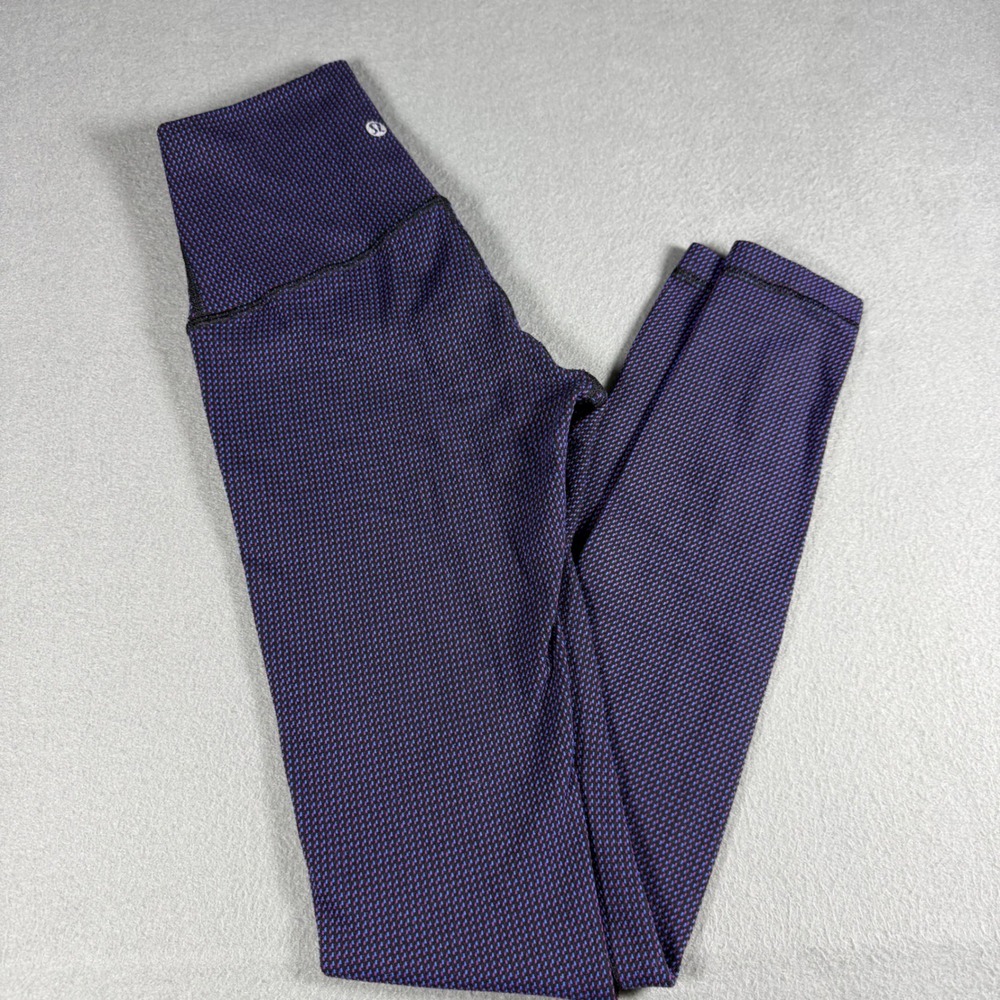 Lululemon Wunder Under Hi-Rise Pant Size 4 Teeny Check Black Cerulean Blue